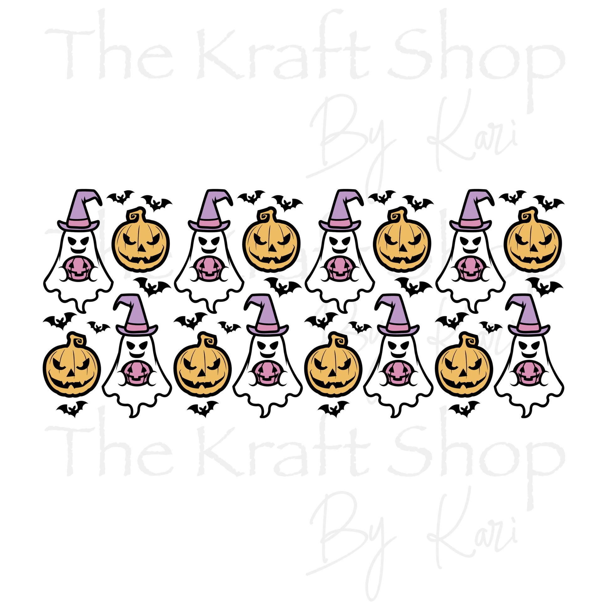 UV DTF Sticker print. Ghost pumpkins bats wrap Halloween decals tumbler decal. Glass can wrap. #5332