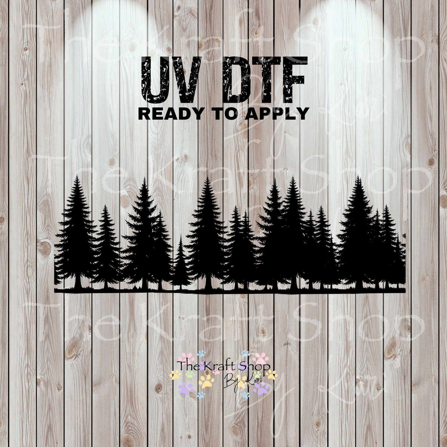UV DTF Sticker prints. Forest of trees in a Tree line element sheet decal, permanent sticker. UV wrap for tumbler. #10054