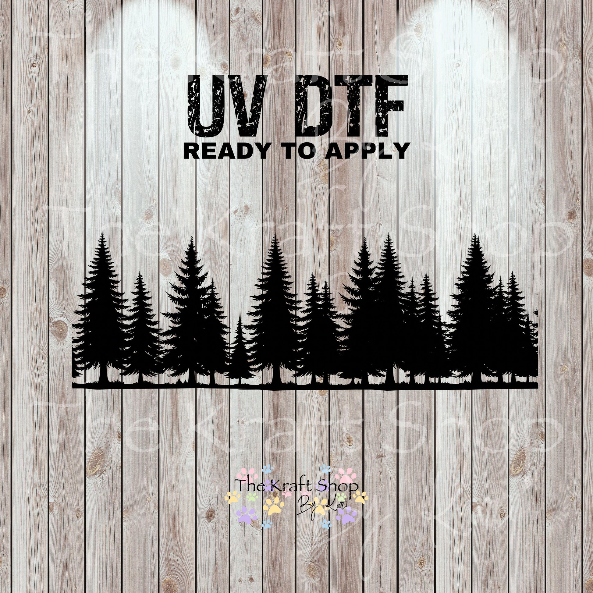 UV DTF Sticker prints. Forest of trees in a Tree line element sheet decal, permanent sticker. UV wrap for tumbler. #10054
