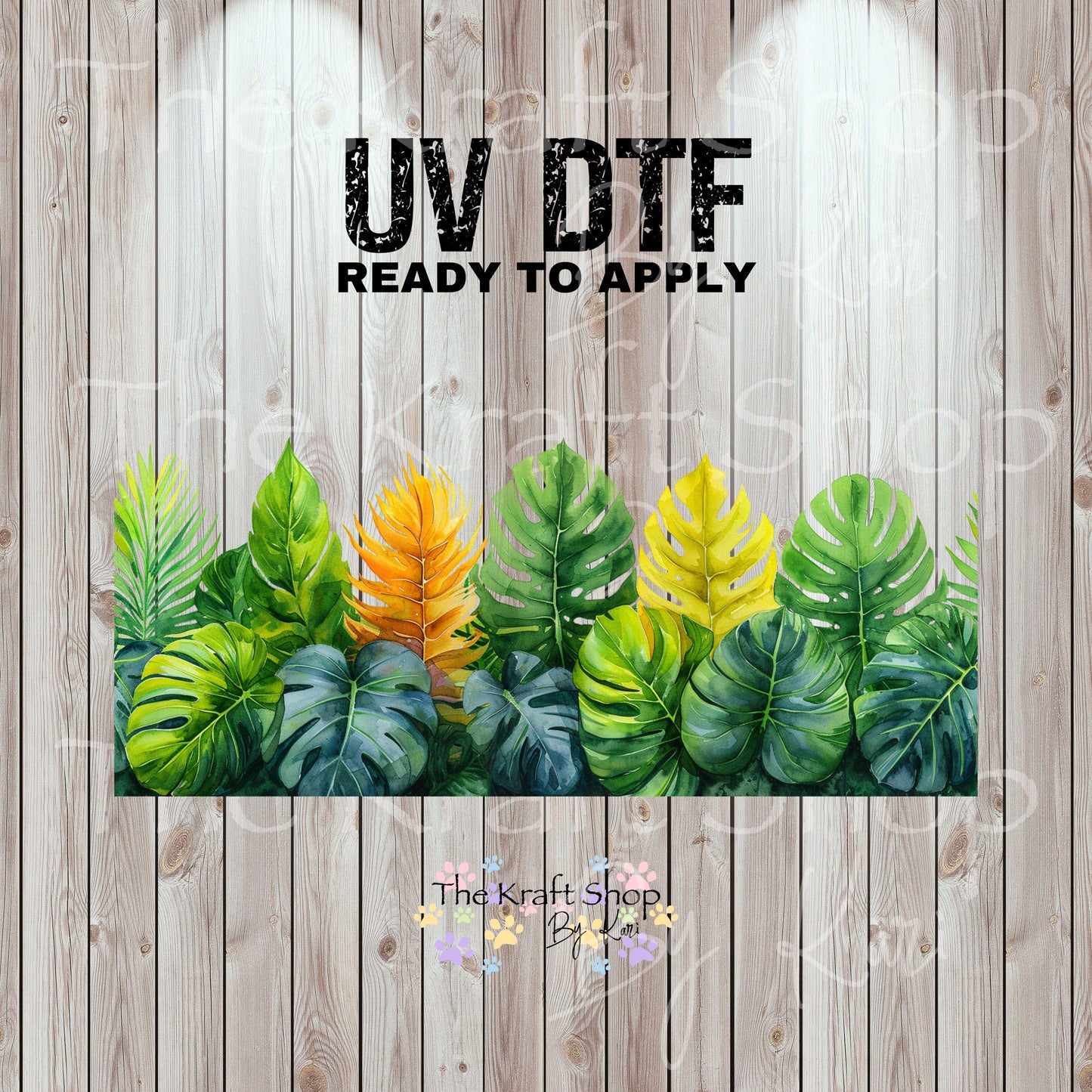 UV DTF Sticker print. Tropical Monstera leaves glass can wrap tumbler decal. Glass can wrap. #5338
