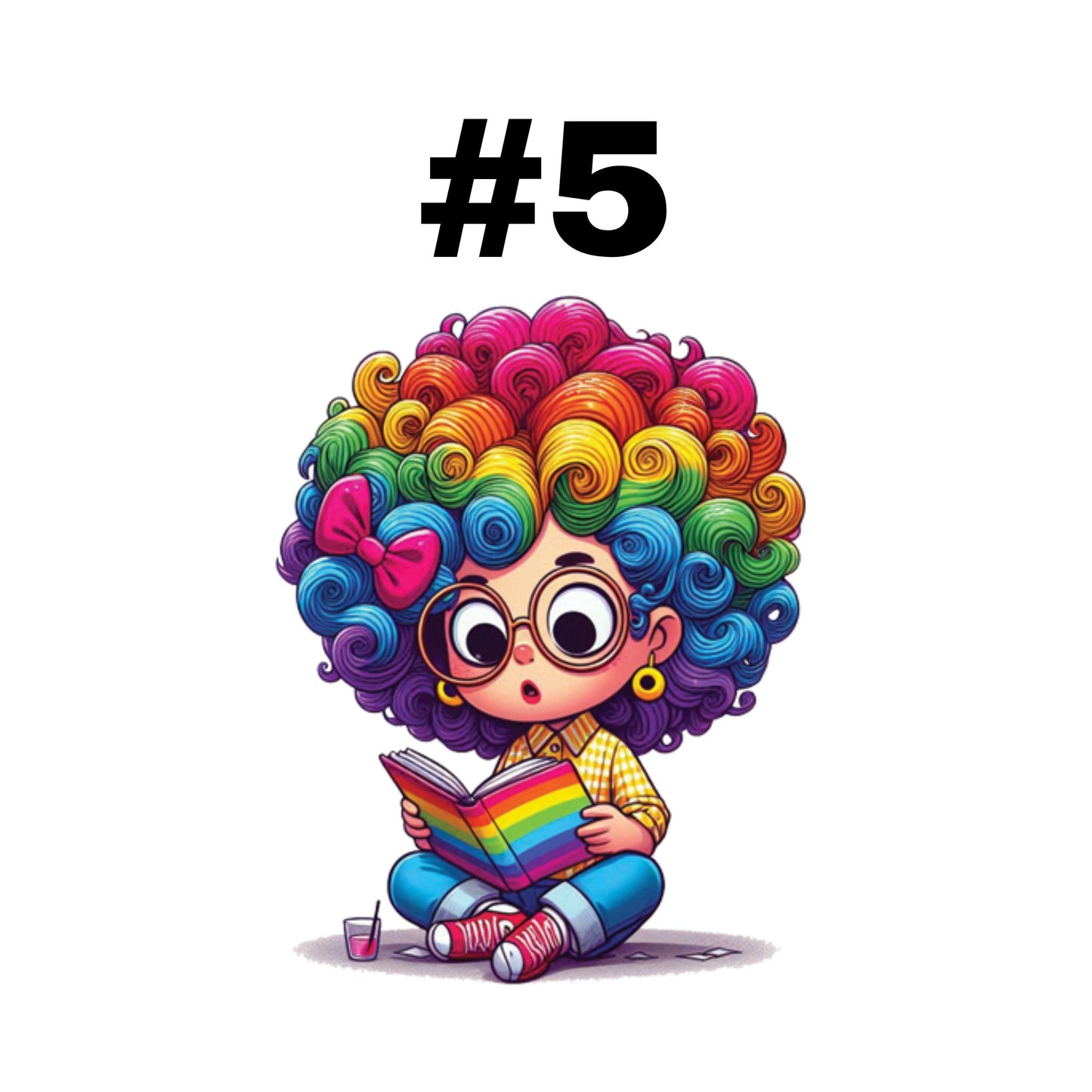 UV DTF Sticker print. Rainbow quirky girls reading books decal, tumbler decal, permanent sticker. #10265