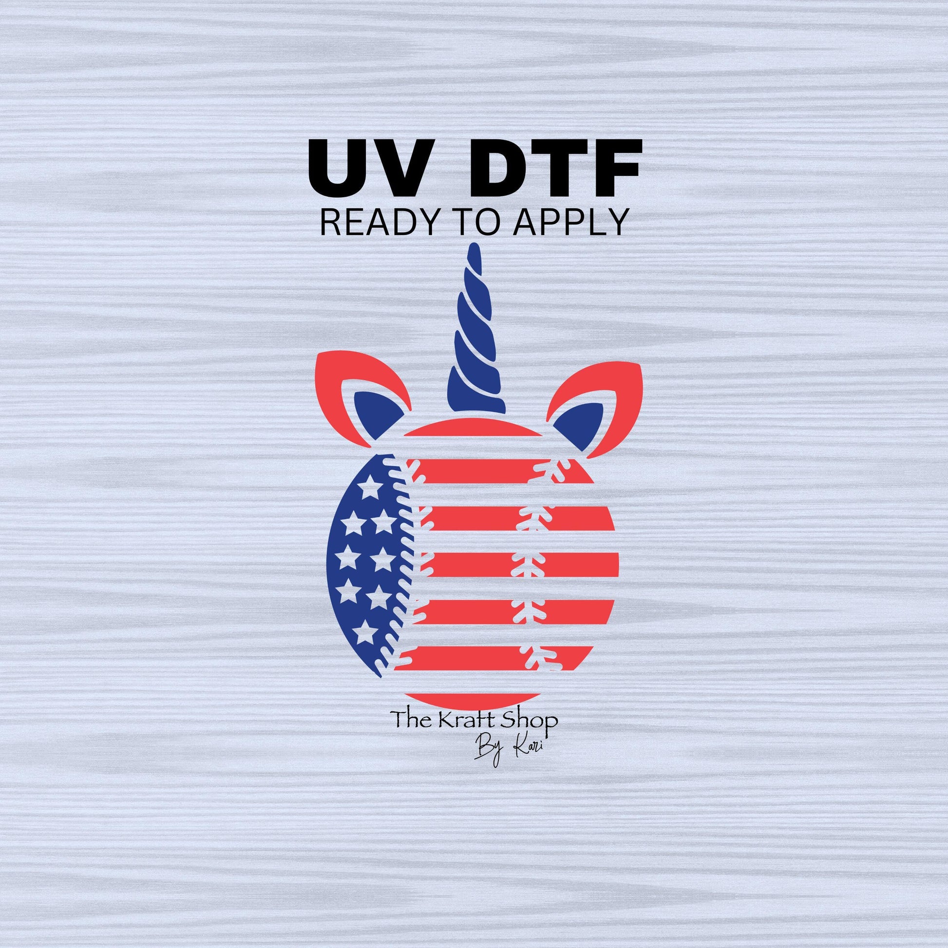 UV DTF Sticker print. Unicorn baseball flag pattern decal, tumbler decal, permanent sticker. #7301