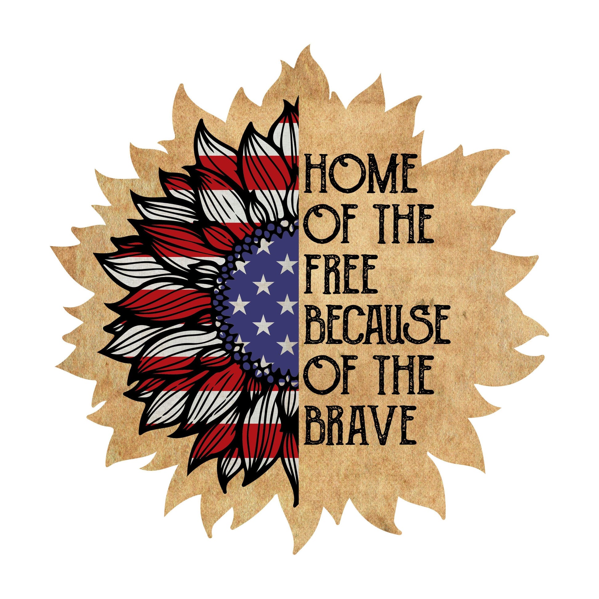 UV DTF Sticker print. Home of the free sunflower pattern decal, tumbler decal, permanent sticker. #7306