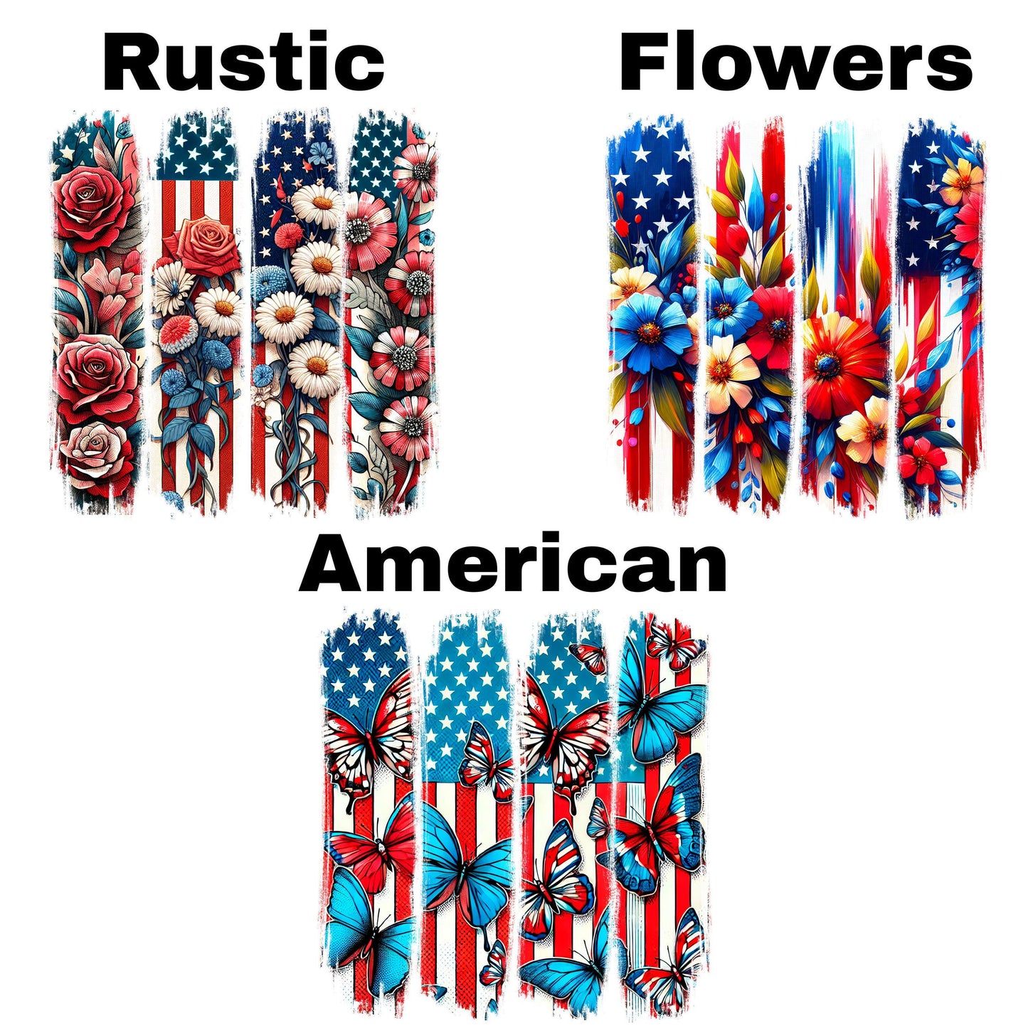 UV DTF Sticker print. American Flag patriotic paint swipe brush stroke decal, tumbler decal,UV wrap for glass can tumbler#7307