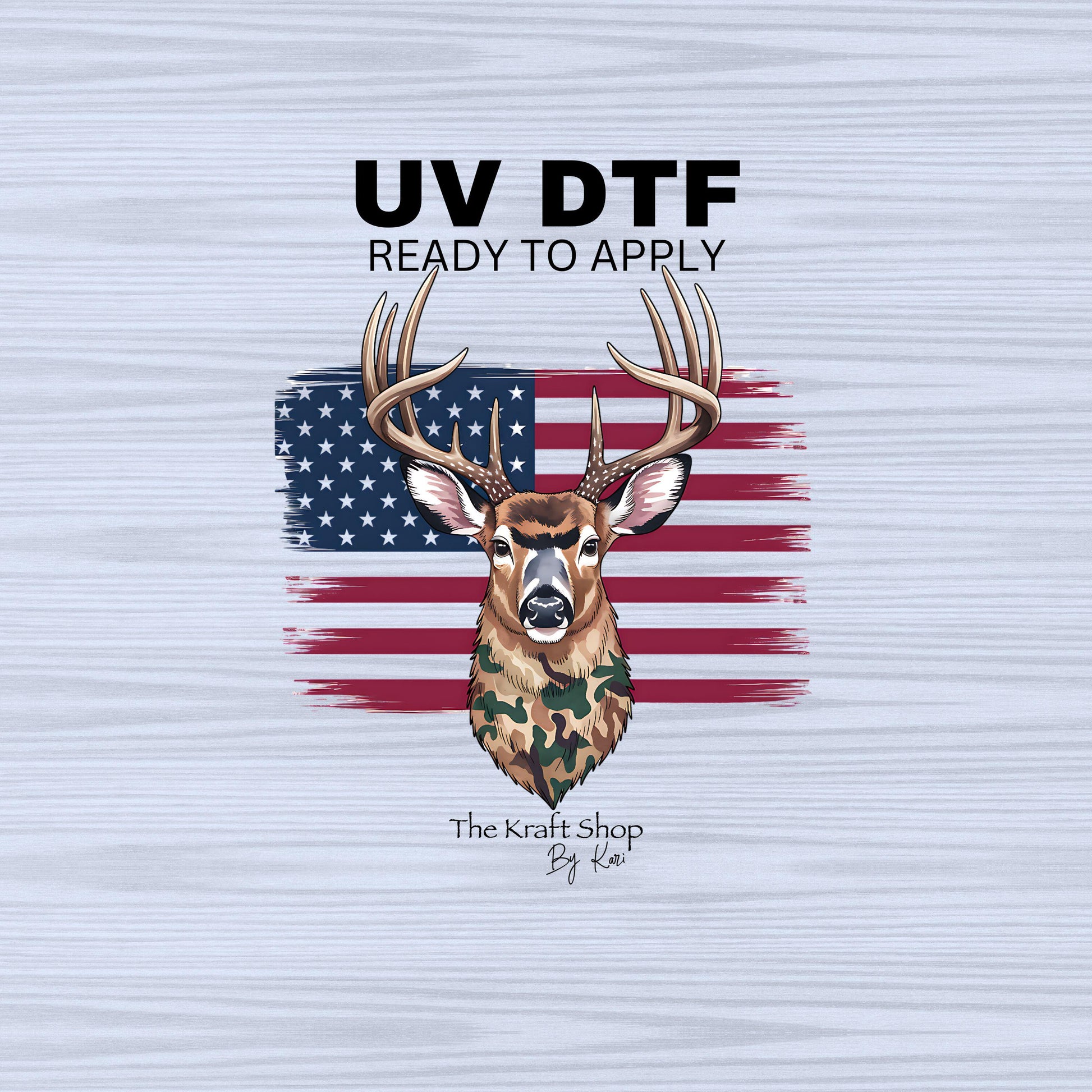 UV DTF Sticker print. American Flag buck deer decal, tumbler decal, permanent sticker. #7309