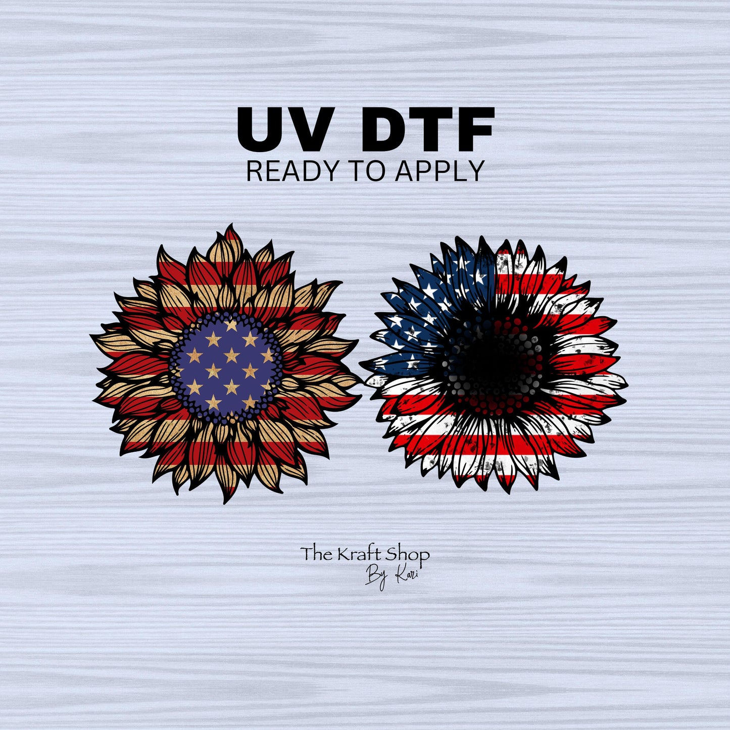 UV DTF Sticker print. American Flag sunflower grunge sunflower decal, tumbler decal, permanent sticker. #7310