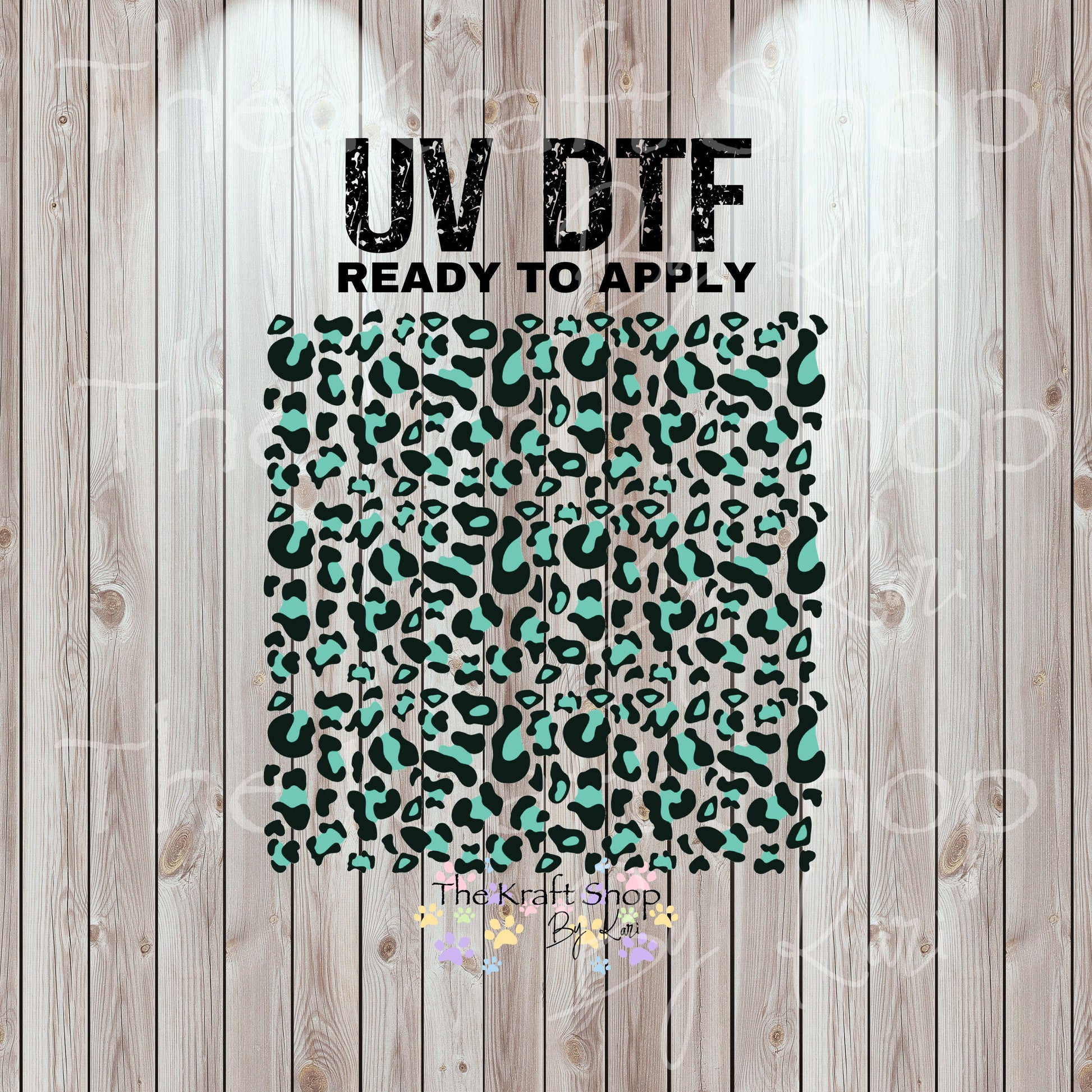 UV DTF Sticker print. Teal Black Leopard spots. Cheetah spots decals, tumbler decal, permanent sticker. Uv decal for tumblers. #10276