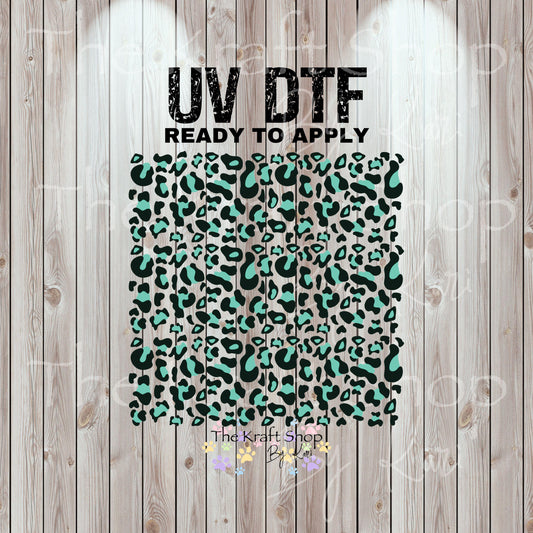 UV DTF Sticker print. Teal Black Leopard spots. Cheetah spots decals, tumbler decal, permanent sticker. Uv decal for tumblers. #10276