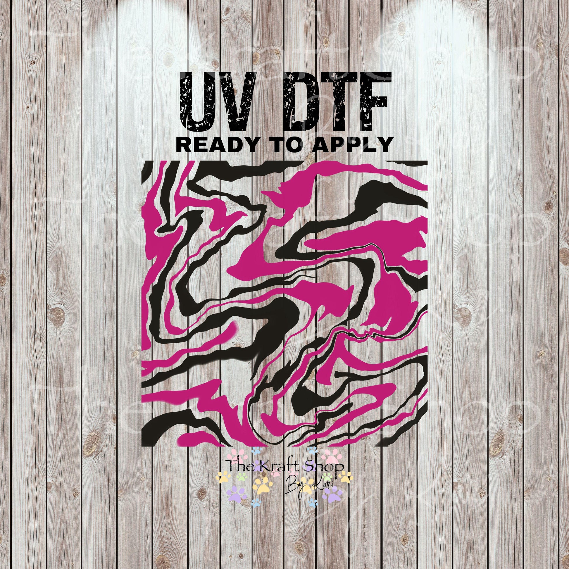 UV DTF Sticker print. Hydro dip helper wrap #8 Pink Black tumbler decal. #5342