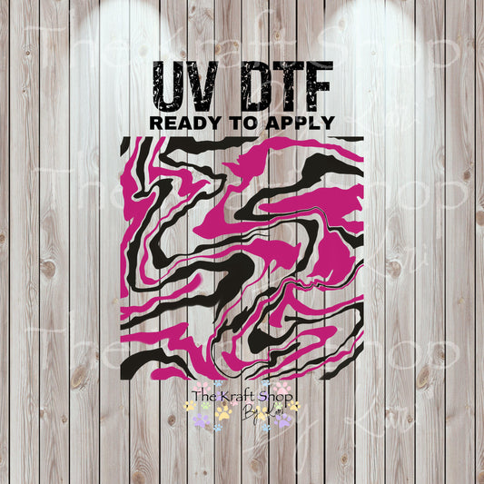 UV DTF Sticker print. Hydro dip helper wrap #8 Pink Black tumbler decal. #5342