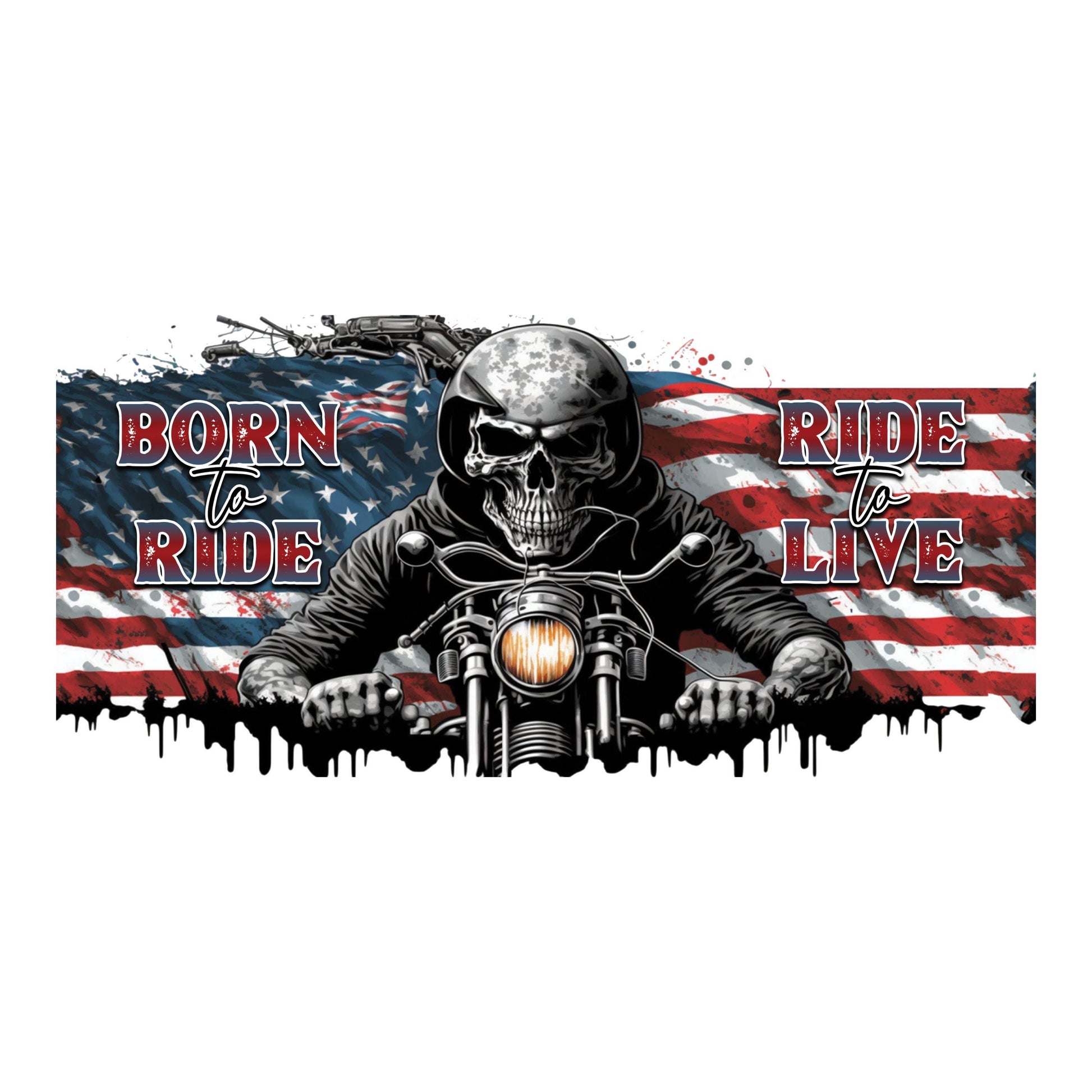 UV DTF Sticker print. Biker born to ride ride to live with flag decals tumbler decal. Glass can wrap. #5320