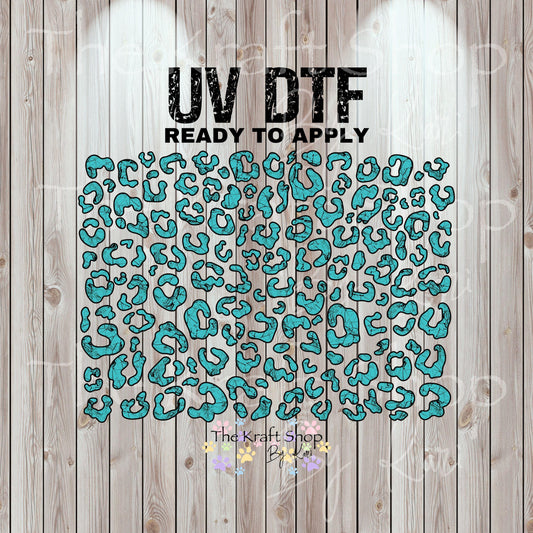 UV DTF Sticker print. Stone Turquoise Leopard spots. Cheetah spots decals, tumbler decal, permanent sticker. #10279