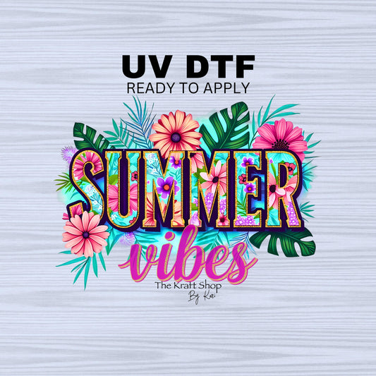 UV DTF Sticker print. Floral Summer Vibes permanent sticker tumbler decal #4504