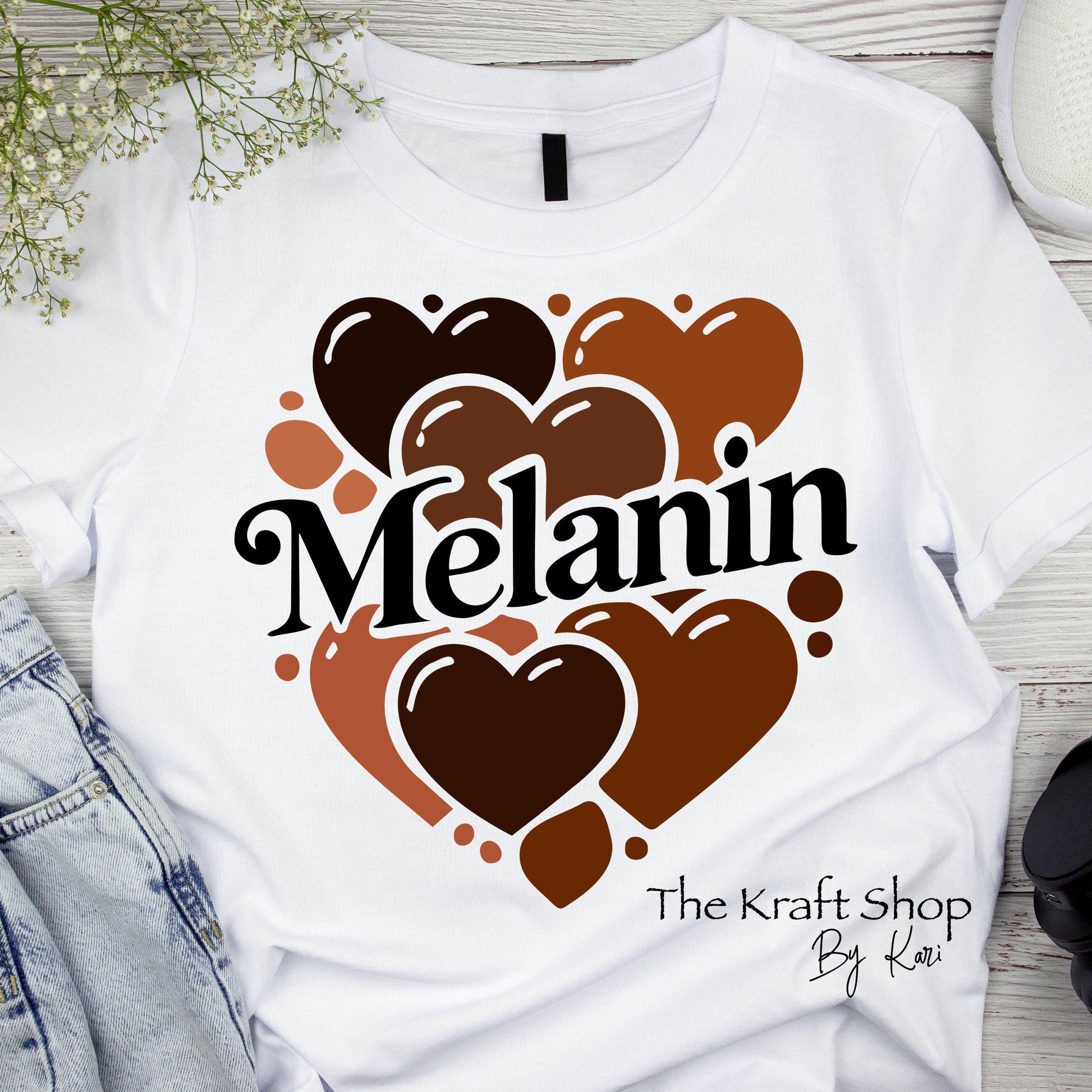 DTF ready to press transfer Melanin hearts black girl magic brown hearts this shirt transfer, DTF Print #11455