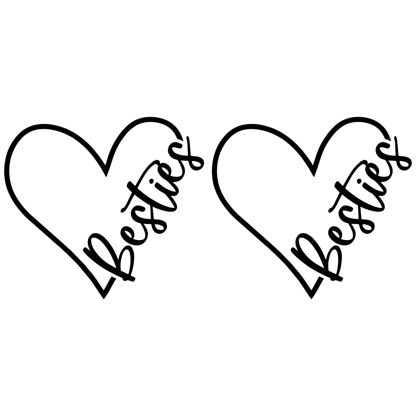 UV DTF Sticker print. Besties hearts set of two permanent sticker tumbler decal #4513