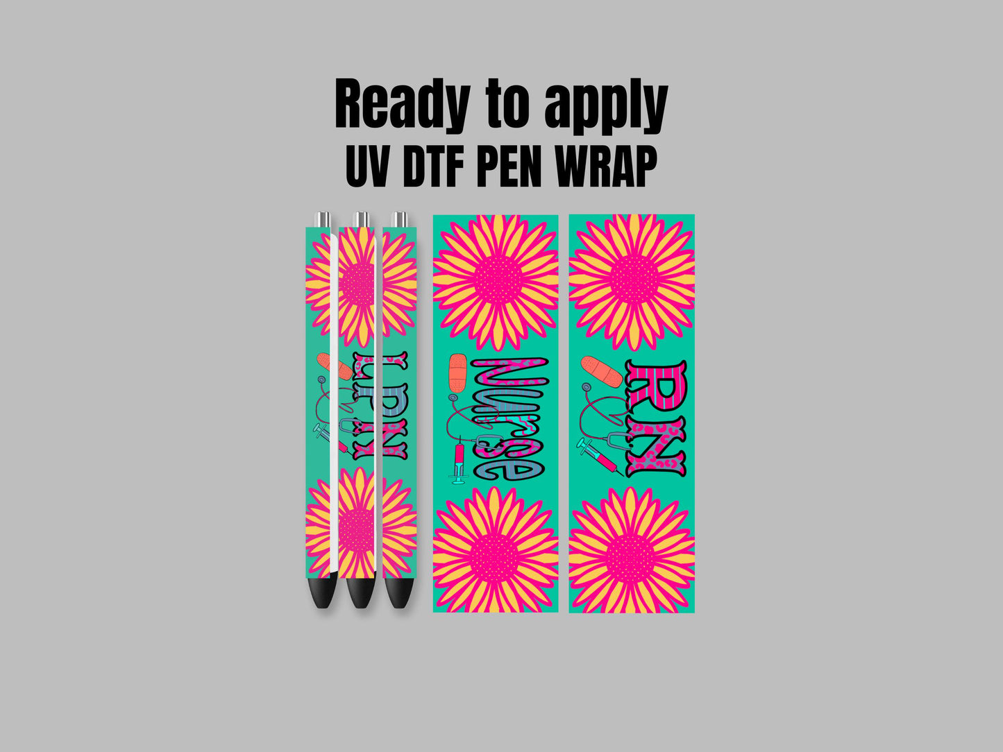 UV DTF Pen Wrap Ready To Apply Sticker Print. Full color Nurse, Lpn or Rn pen wraps. UV Pen wrap. #8006