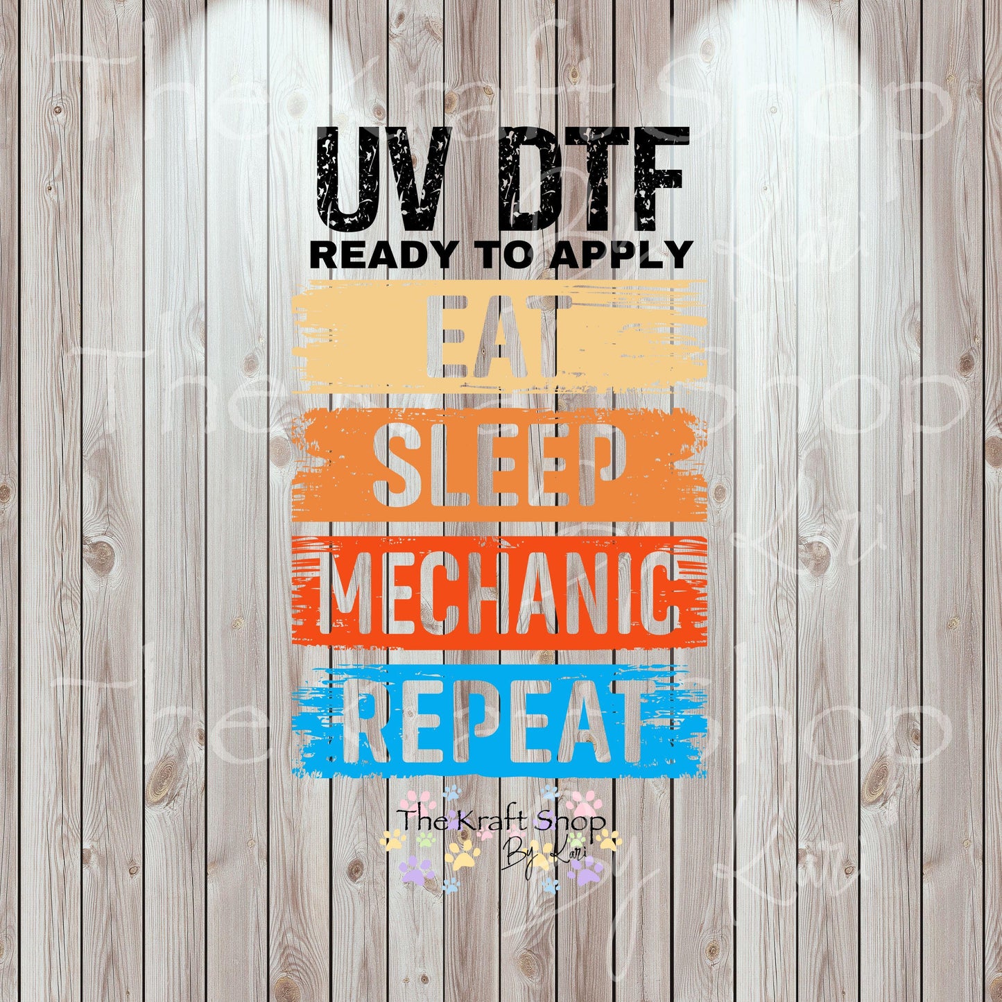 UV DTF Sticker print. Eat Sleep Mechanic Repeat permanent sticker tumbler decal #4531