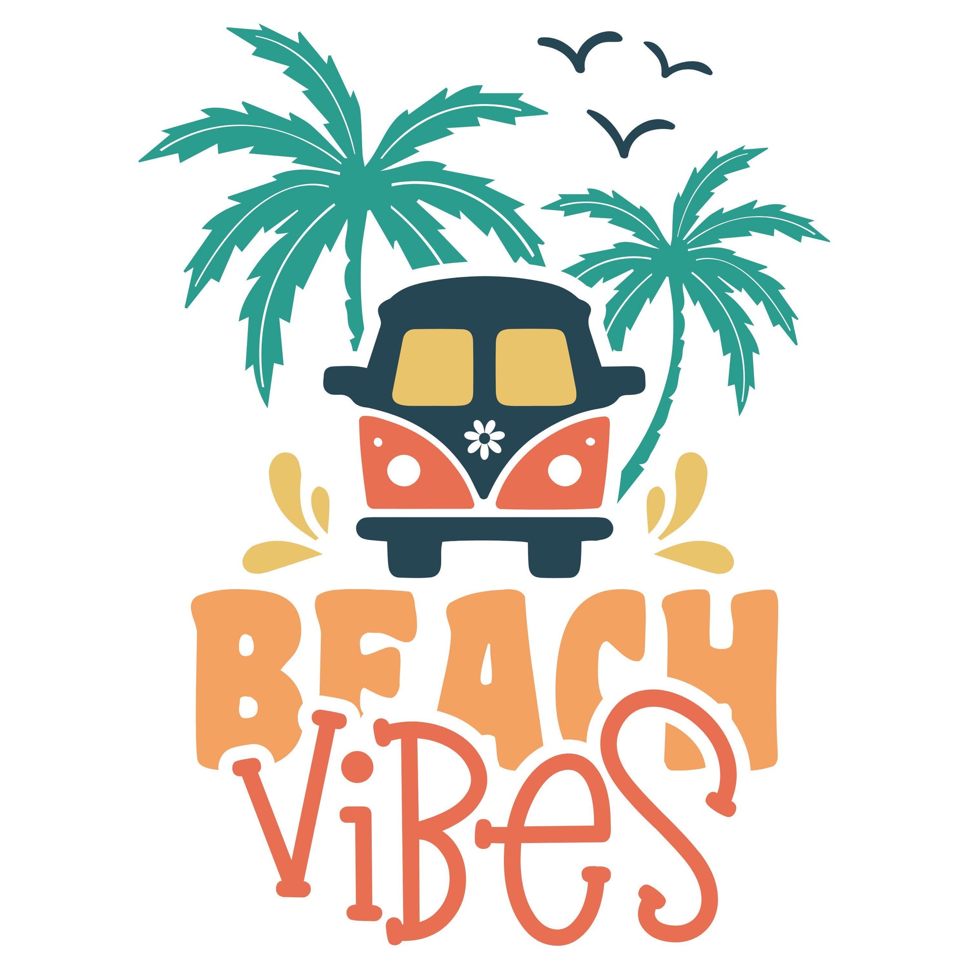 UV DTF Sticker print. Retro Beach Vibes permanent sticker tumbler decal #4538