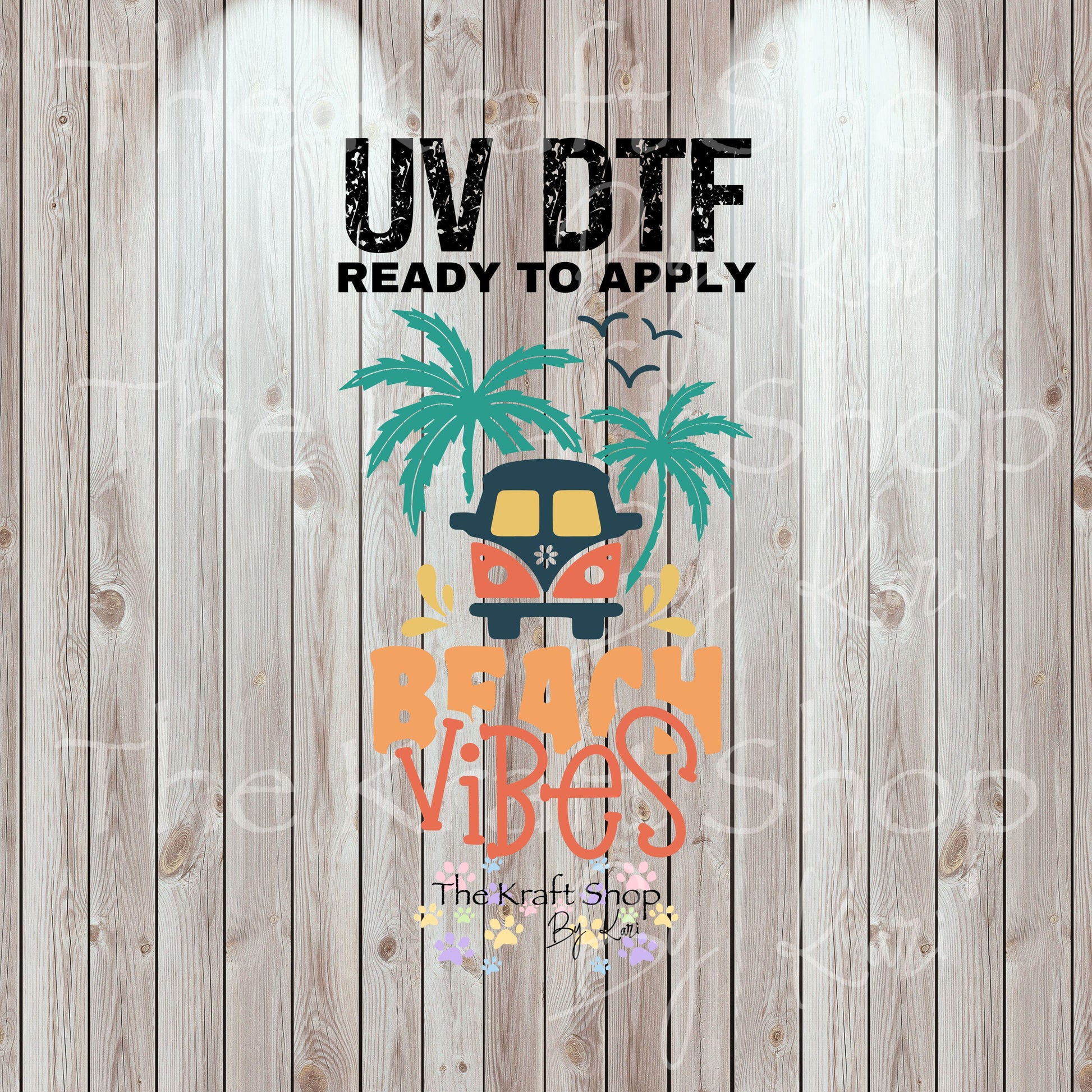 UV DTF Sticker print. Retro Beach Vibes permanent sticker tumbler decal #4538
