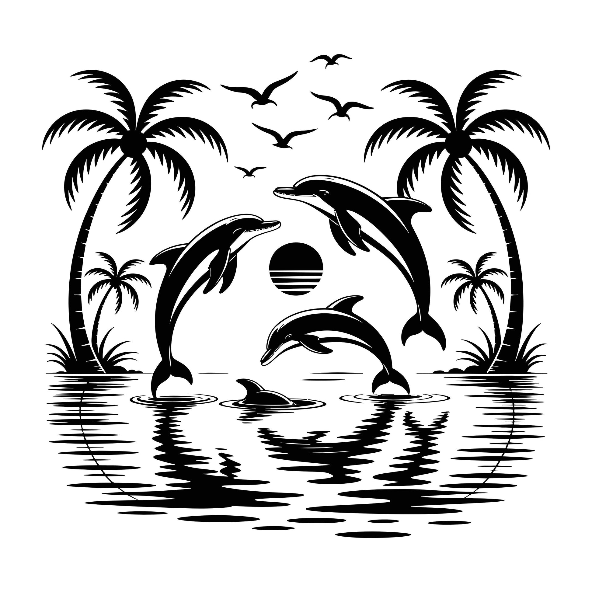 UV DTF Sticker print. Dolphins sunset in black or teal leopard wrap decals tumbler decal. Glass can wrap. #5346