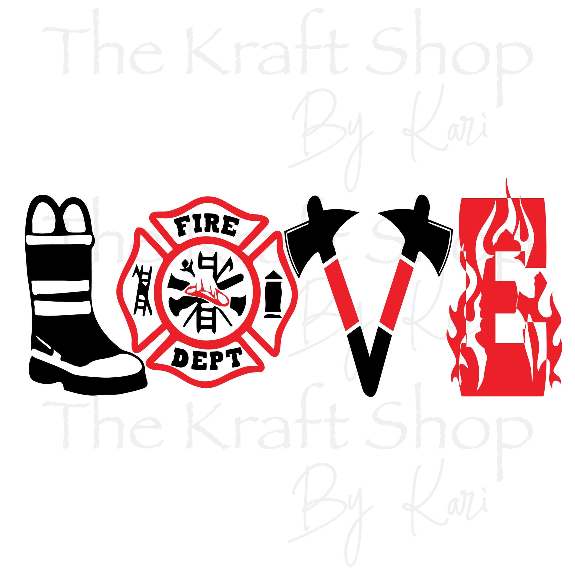 UV DTF Sticker print. Fire LOVE fireman decal permanent sticker tumbler decal #4524