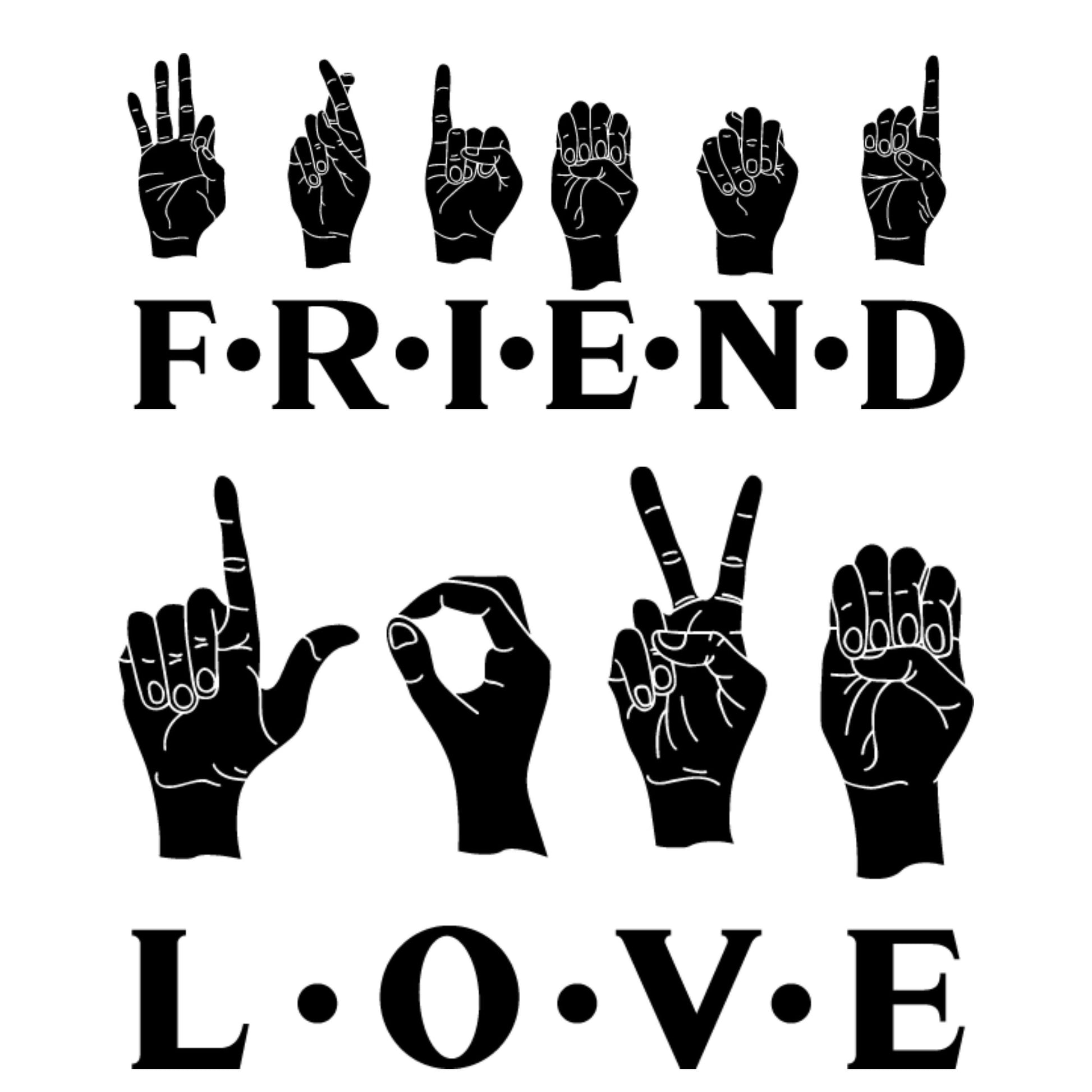 UV DTF Sticker print. Sign language Friend or Love, tumbler decal, permanent sticker. Uv wrap for glass can tumbler. #4547