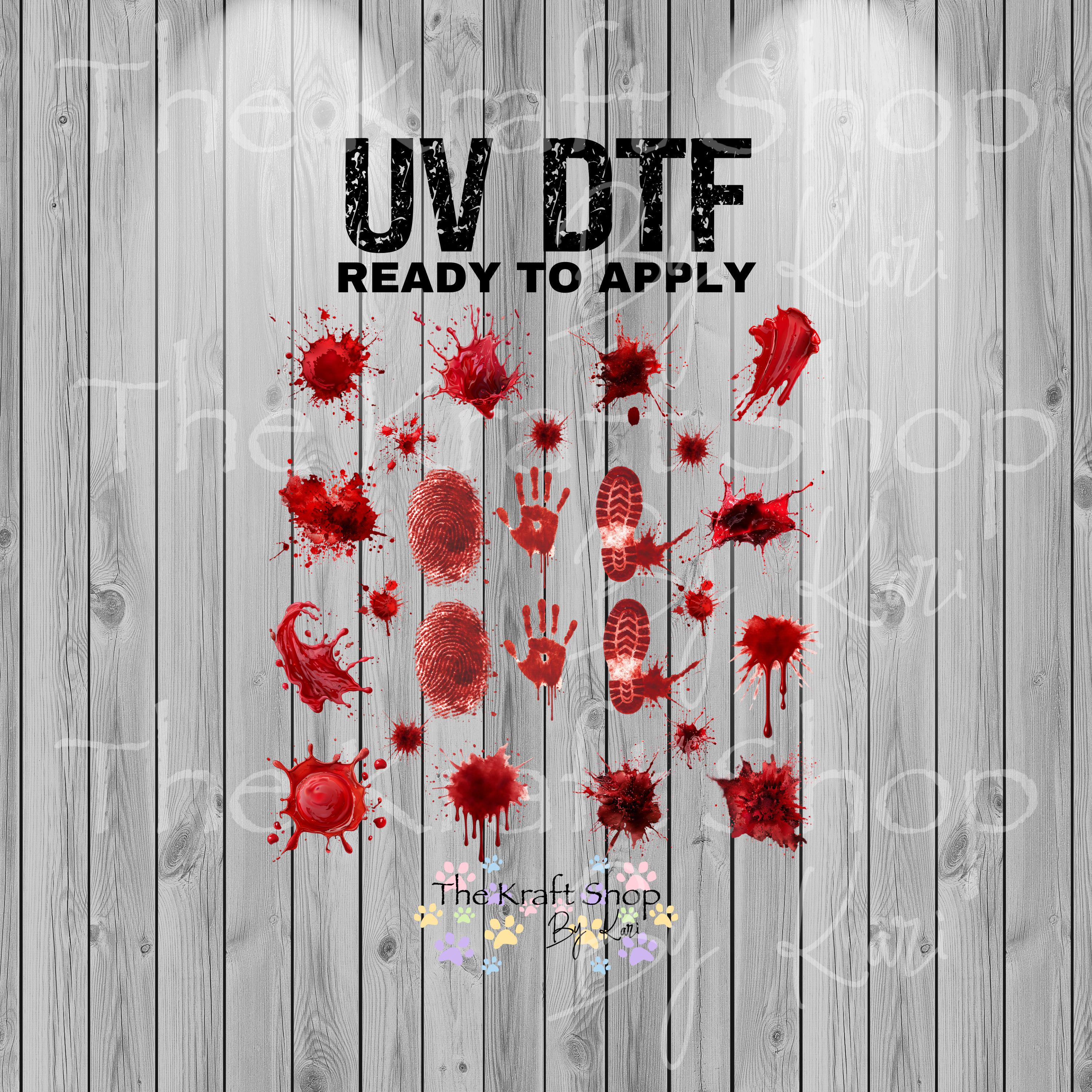 Blood Splat Sticker UV DTF Sticker print Blood splatter Element sheet decal, tumbler decal ...