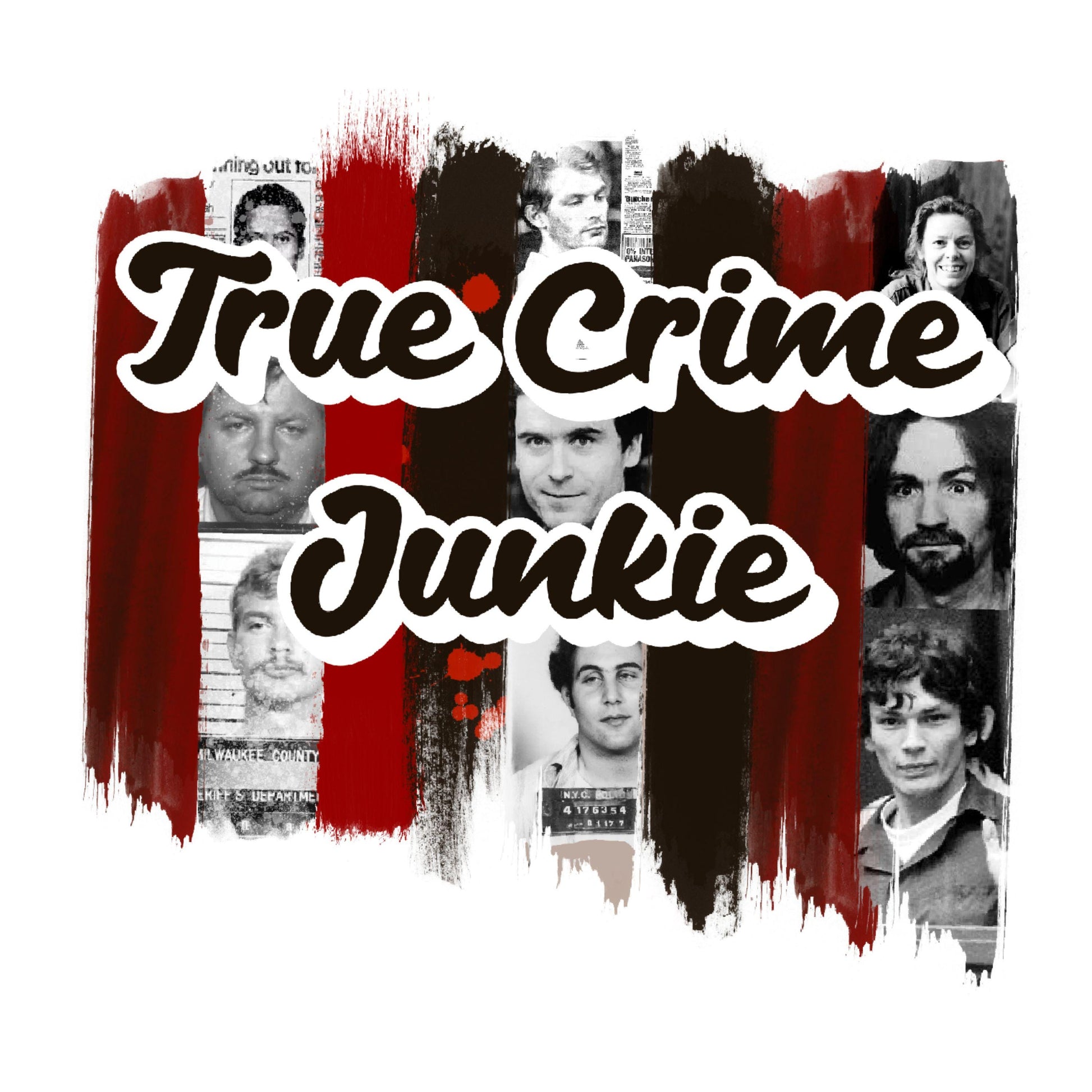 UV DTF Sticker print. True Crime Junkie brush stoke paint swipe permanent sticker tumbler decal #4548