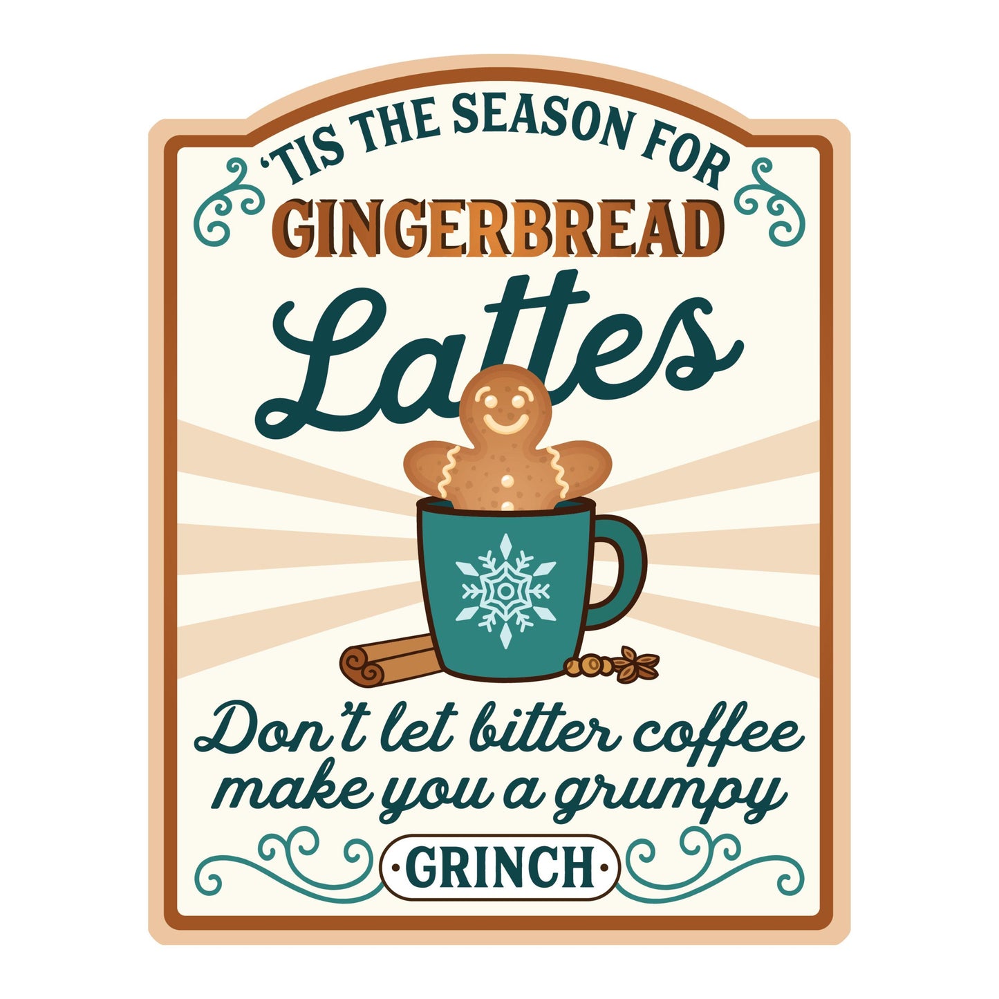 UV DTF Sticker print. Gingerbread Latte Label Christmas decal, tumbler decal, permanent sticker tumbler. #7332