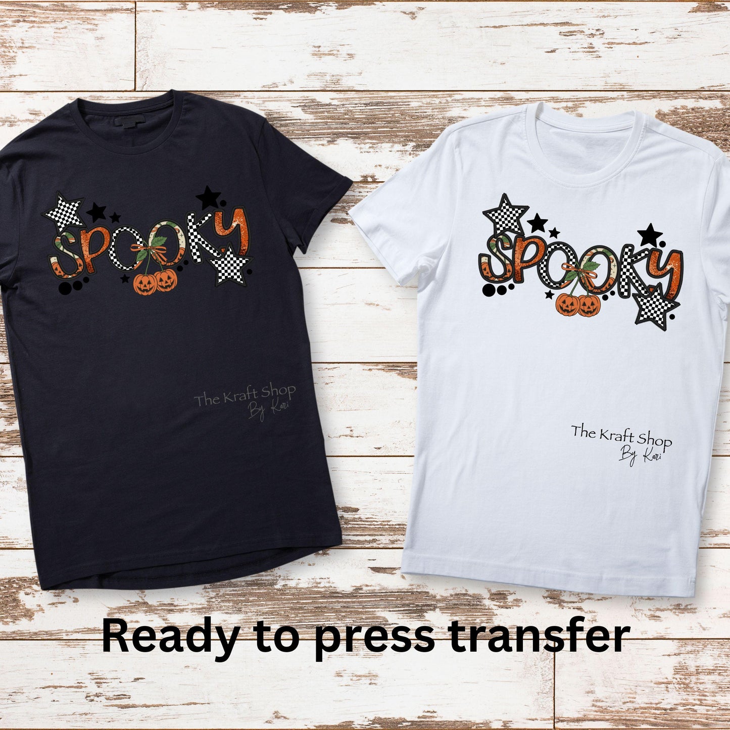 DTF ready to press transfer Spooky faux embroidery shirt decal Direct to film #11489