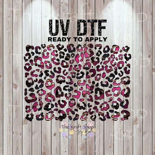 UV DTF Sticker print.Pink Gold Marble Leopard spots. Cheetah spots decals, tumbler decal, permanent sticker. #10278