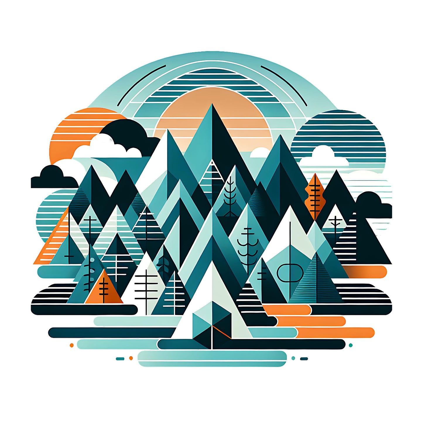 UV DTF Sticker print. Geometric mountain permanent sticker tumbler decal #10297