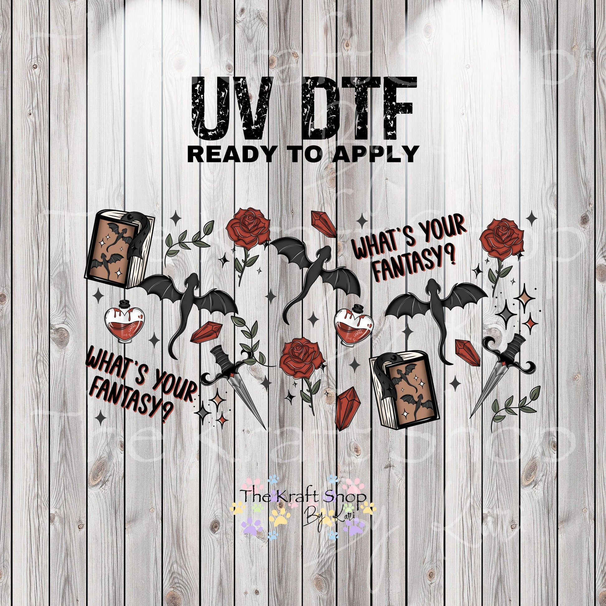 UV DTF Sticker print. Fantasy glass can wrap decal, tumbler decal, permanent sticker. #5367