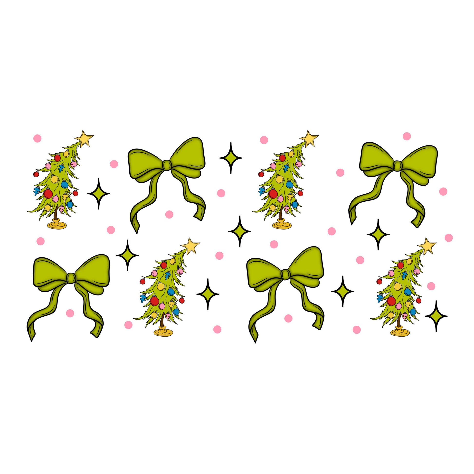 UV DTF Sticker print. Who green ville tree wrap for glass can wrap decal, tumbler decal, permanent sticker. #5375