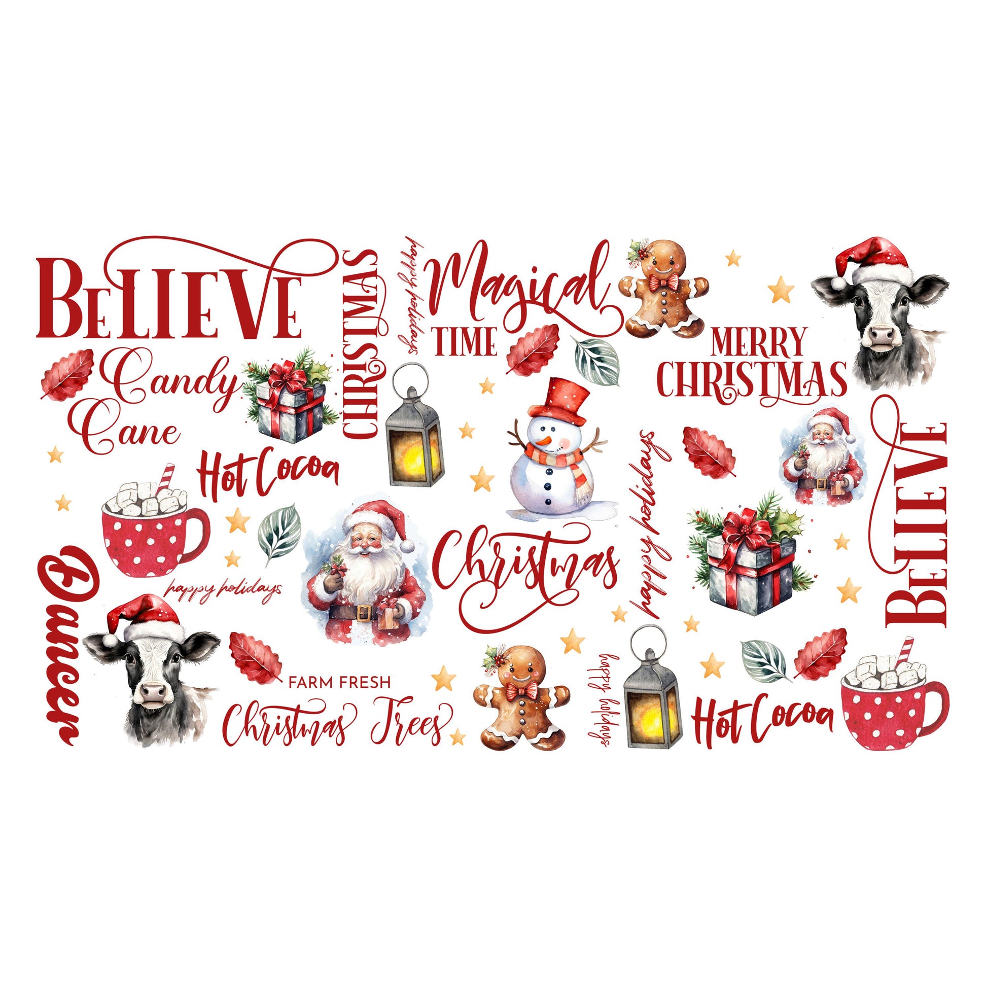 UV DTF Sticker print. Christmas sayings wrap for glass can wrap decal, tumbler decal, permanent sticker. #5381