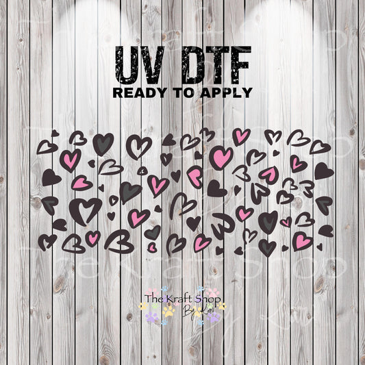 UV DTF Sticker print. Hearts cheetah glass can wrap decal, tumbler decal, permanent sticker. #5388