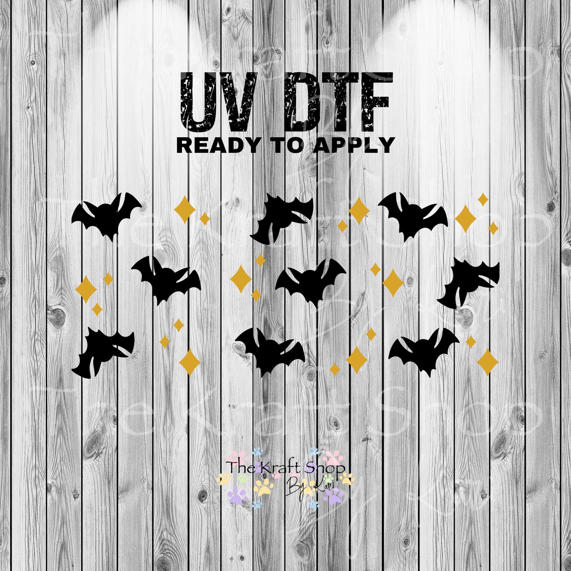 UV DTF Sticker print. Bat sparkle glass can wrap decal, tumbler decal, permanent sticker. #5393
