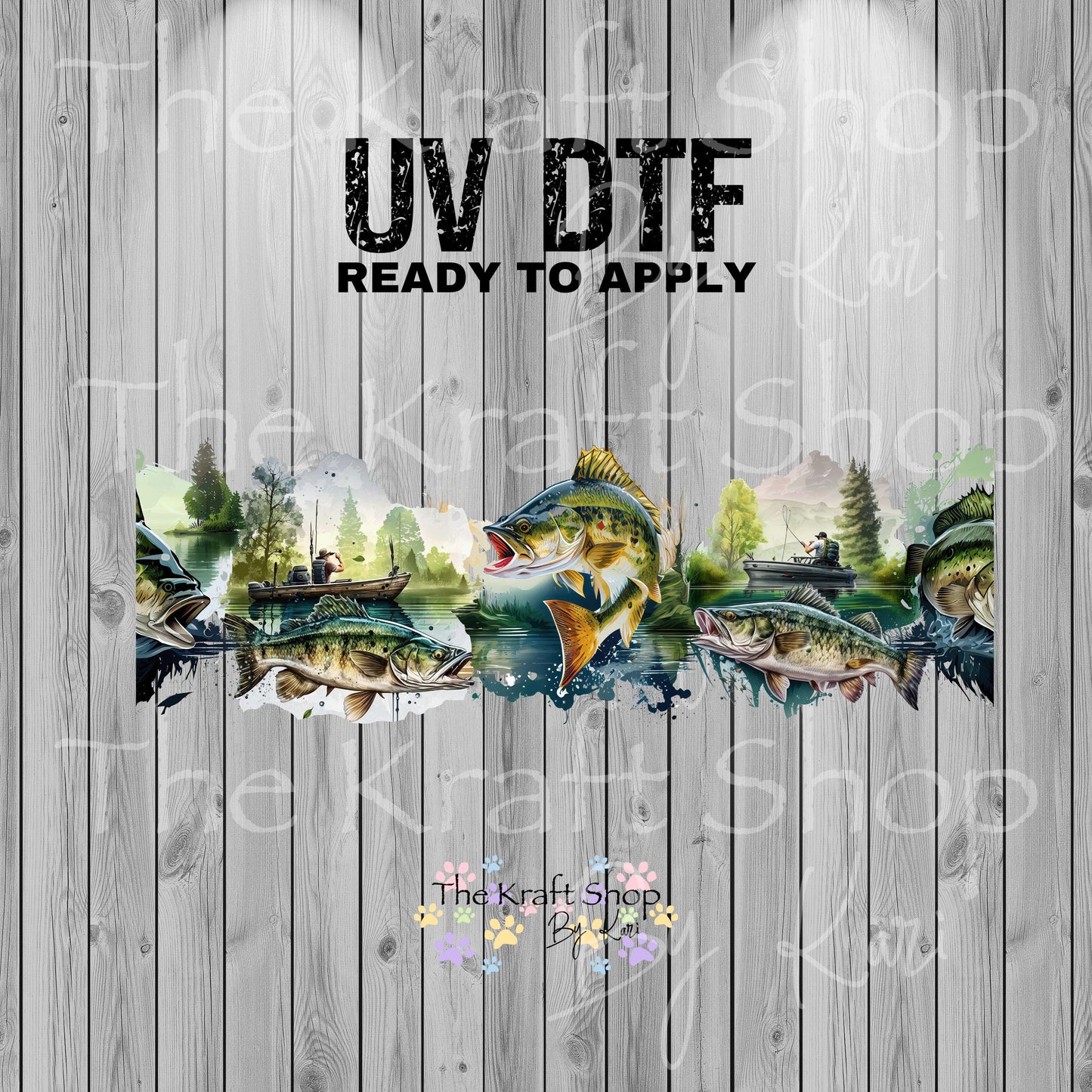 UV DTF Sticker print. Fishing boat glass can wrap decal, tumbler decal, permanent sticker. #5409