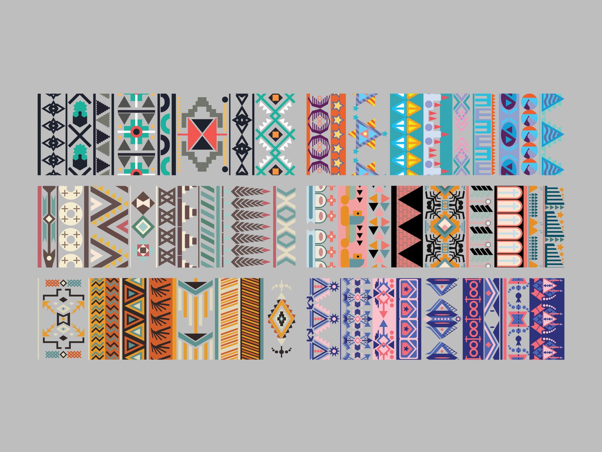 UV DTF Pen Wrap Ready To Apply Aztek Bundle of 6 Uv Dtf Pen wraps with transparent background. #8028