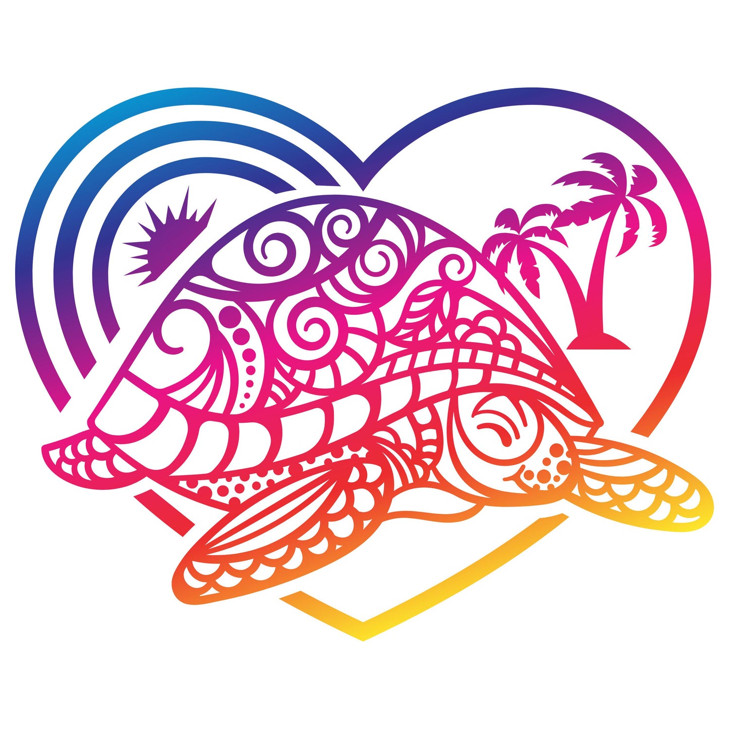 UV DTF Sticker print. Sunset pattern turtle or gnome heart permanent sticker tumbler decal #10283