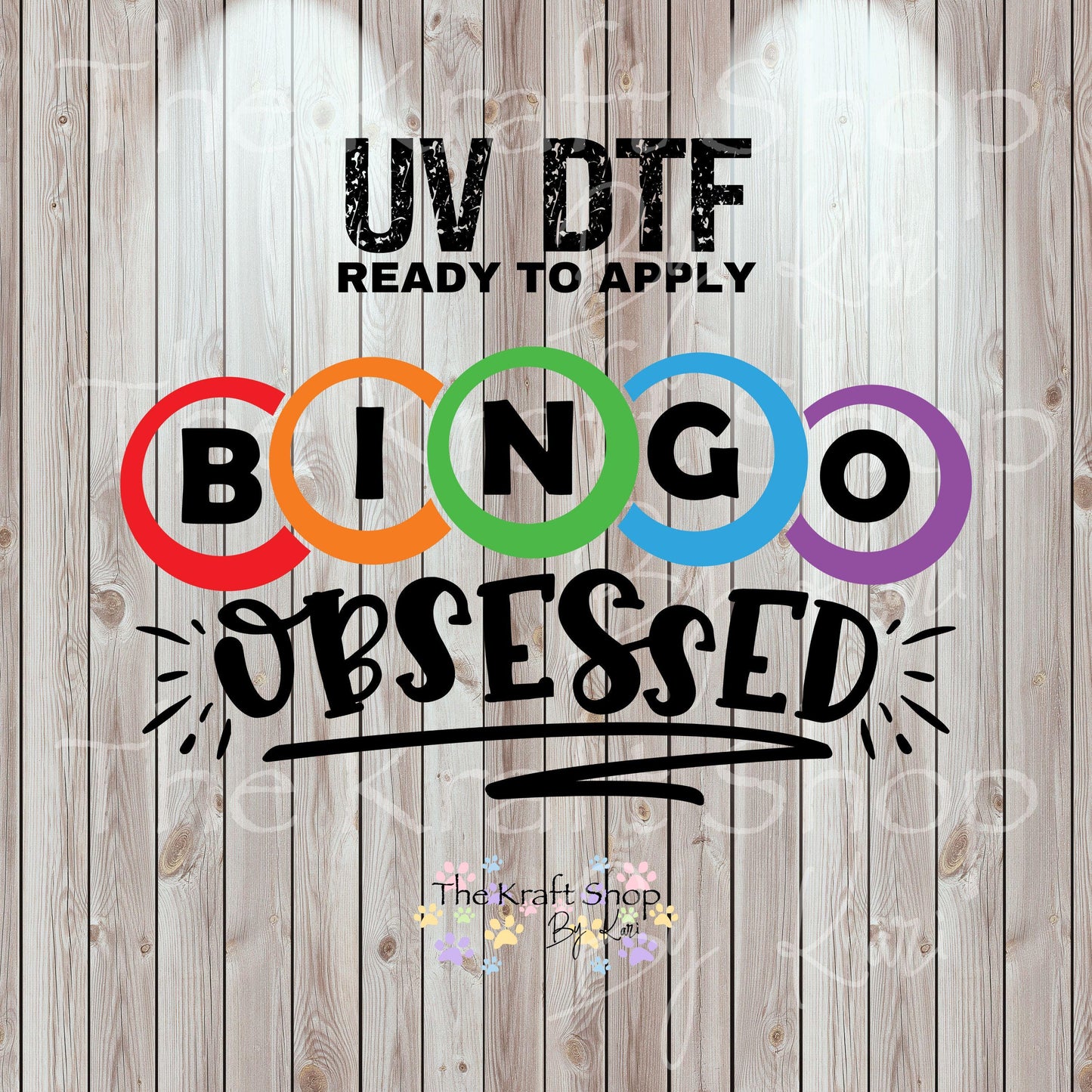 UV DTF Sticker print. Bingo obsessed bingo lover decal, tumbler decal, permanent sticker. UV wrap for glass can tumbler. #4530