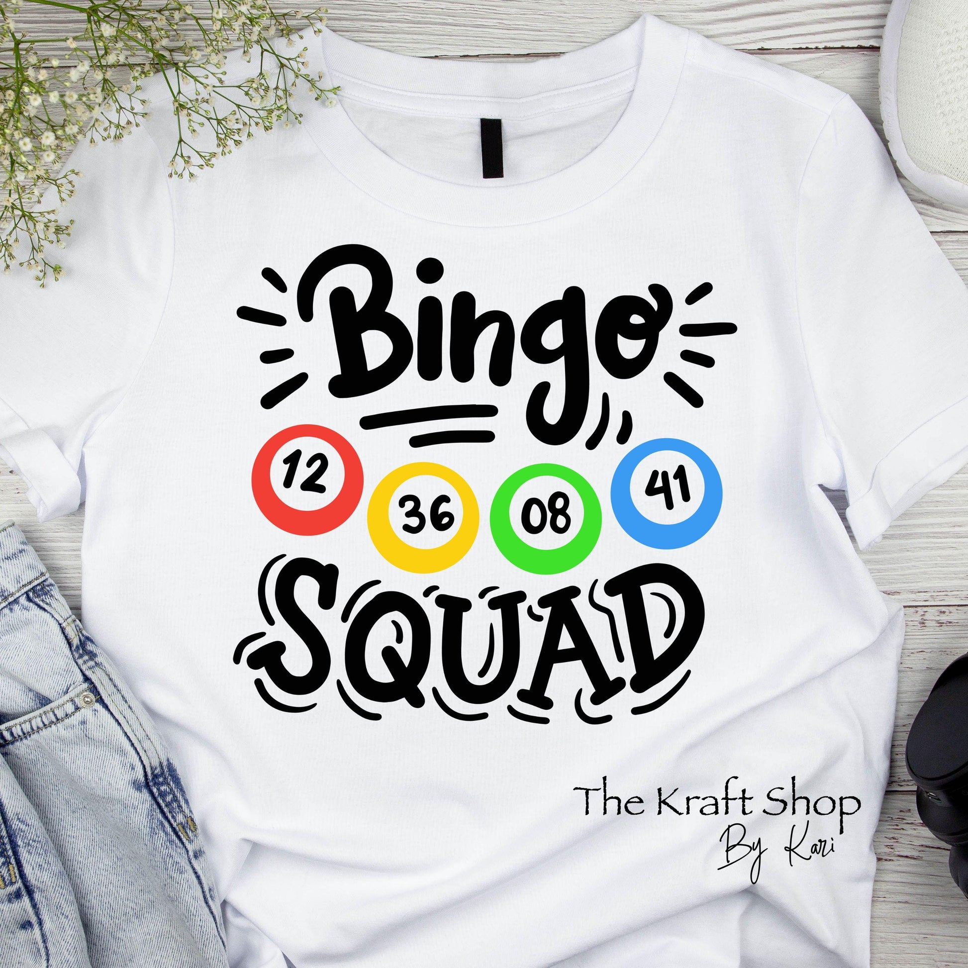 DTF ready to press transfer. Bingo Squad bingo lover , Direct to film heat press transfer. DTF Print #11241