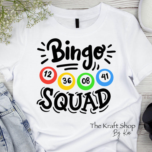 DTF ready to press transfer. Bingo Squad bingo lover , Direct to film heat press transfer. DTF Print #11241