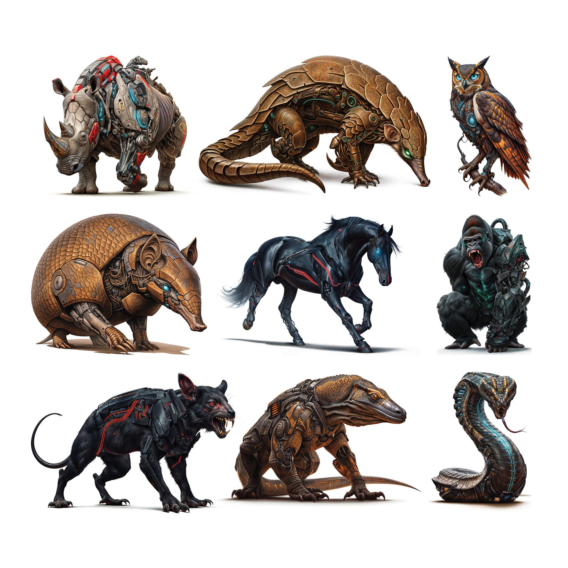 UV DTF Sticker print Cybernetics animals Element sheet decal, tumbler decal #10288