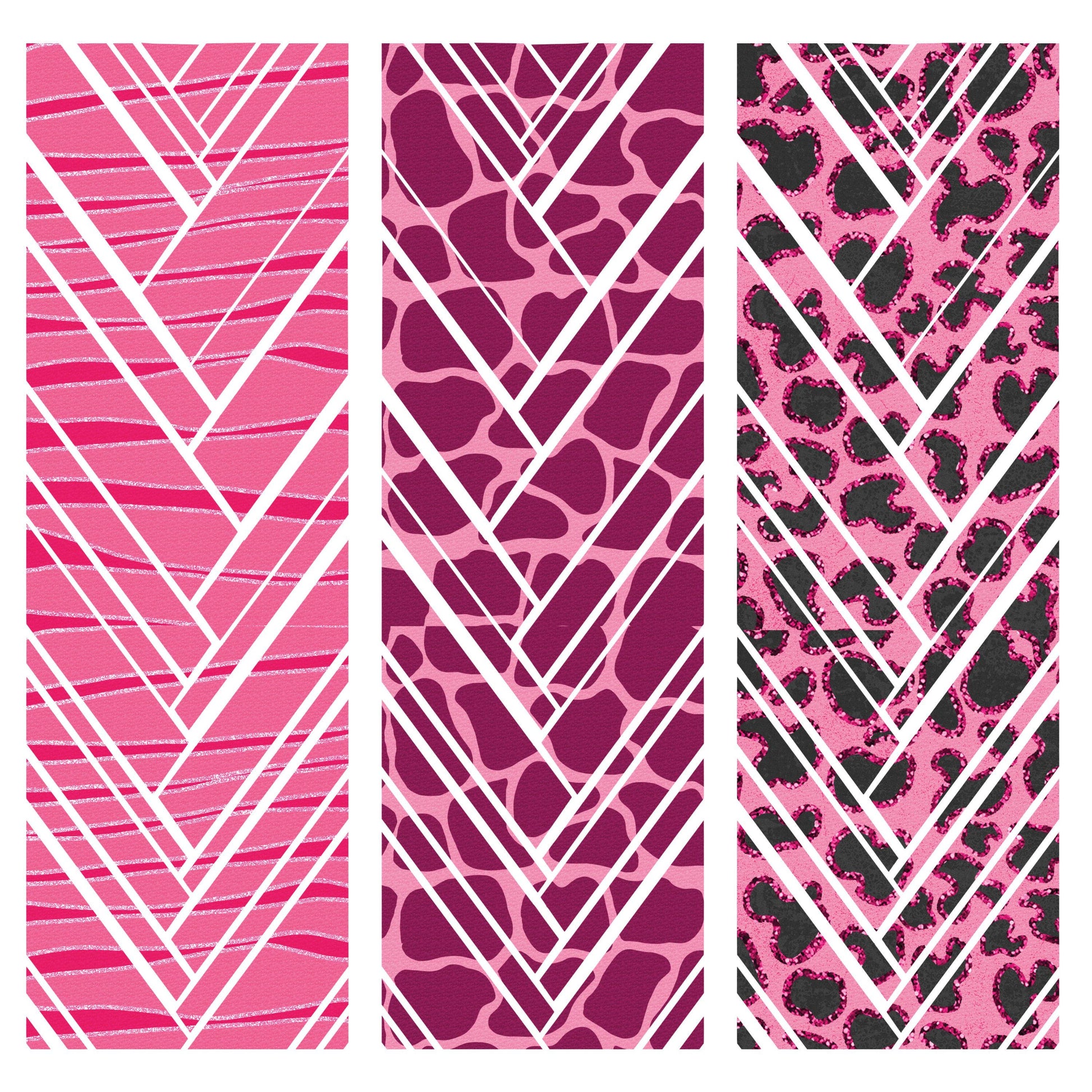 UV DTF Sticker prints. Sassy Pink Animal Print mixed media rainbow hot mess herringbone design bands element sheet bundle #10307
