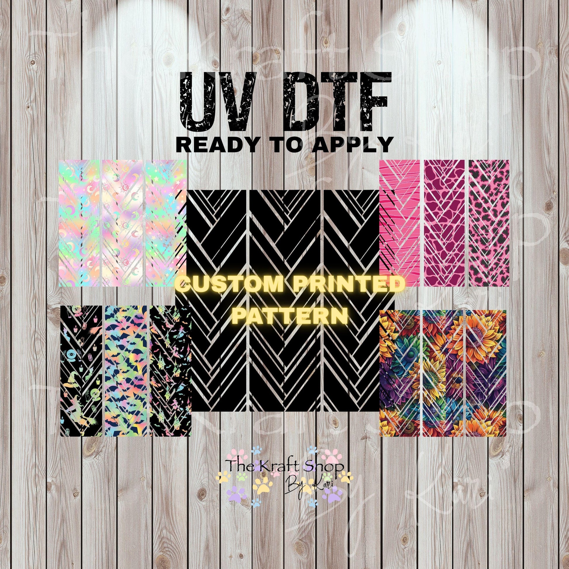 UV DTF Sticker prints. Custom Herringbone Print mixed media hot mess herringbone design bands element sheet bundle #10308