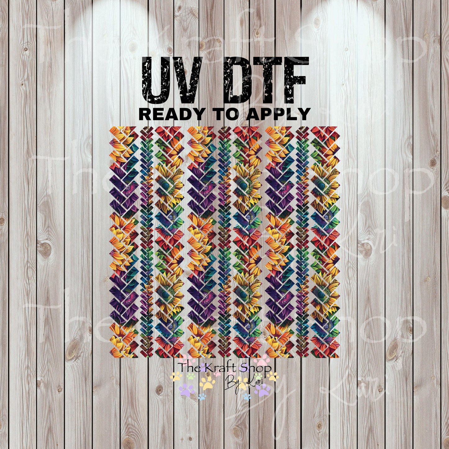 UV DTF Sticker print. Small braided herringbone sunflowers element bundle of decals, tumbler decal. #2036