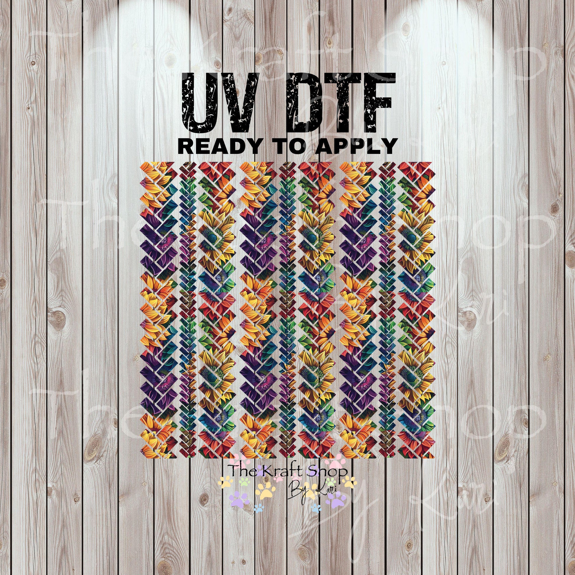 UV DTF Sticker print. Small braided herringbone sunflowers element bundle of decals, tumbler decal. #2036