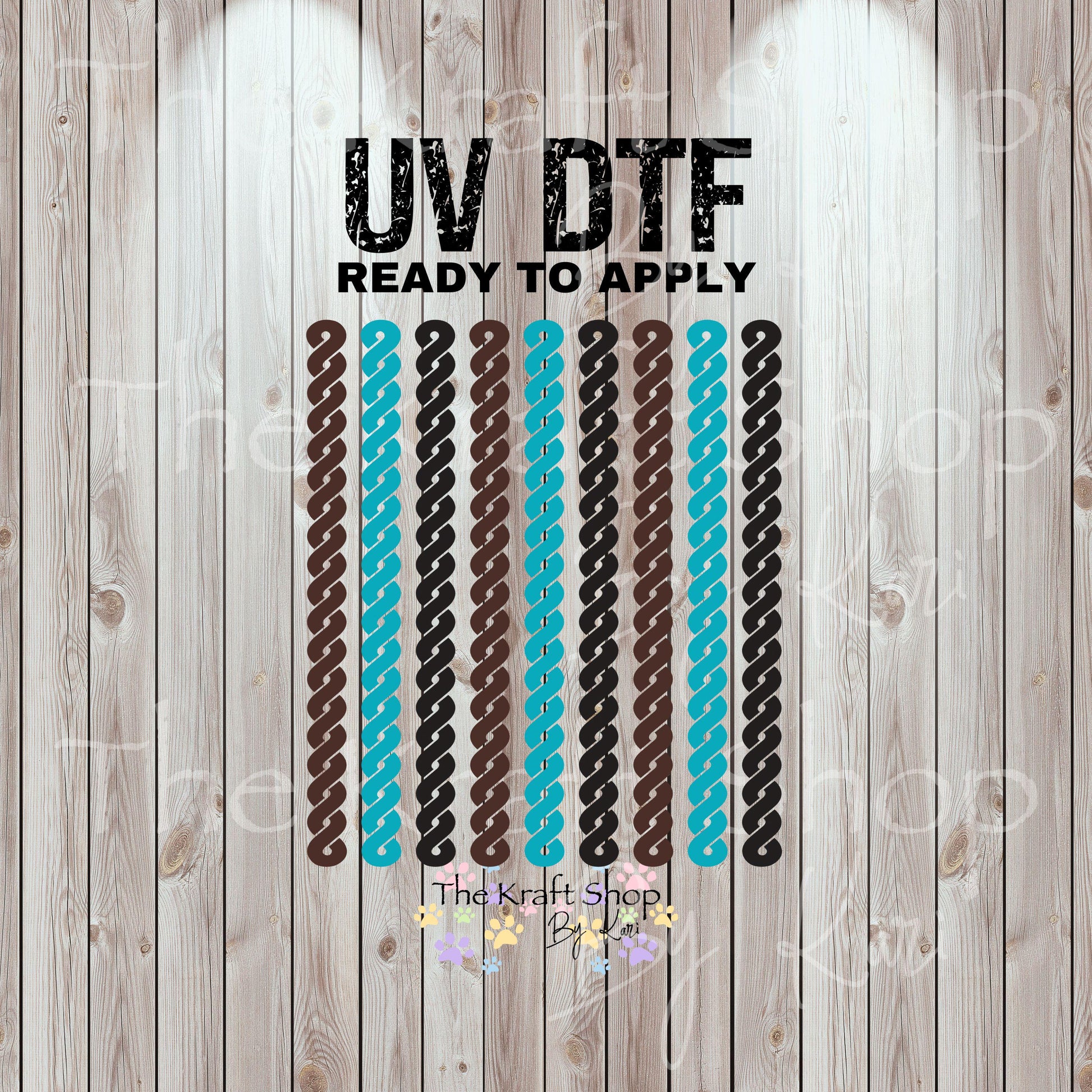UV DTF Sticker print. Knot braids teal black brown western colors element bundle of decals, tumbler decal. #2041