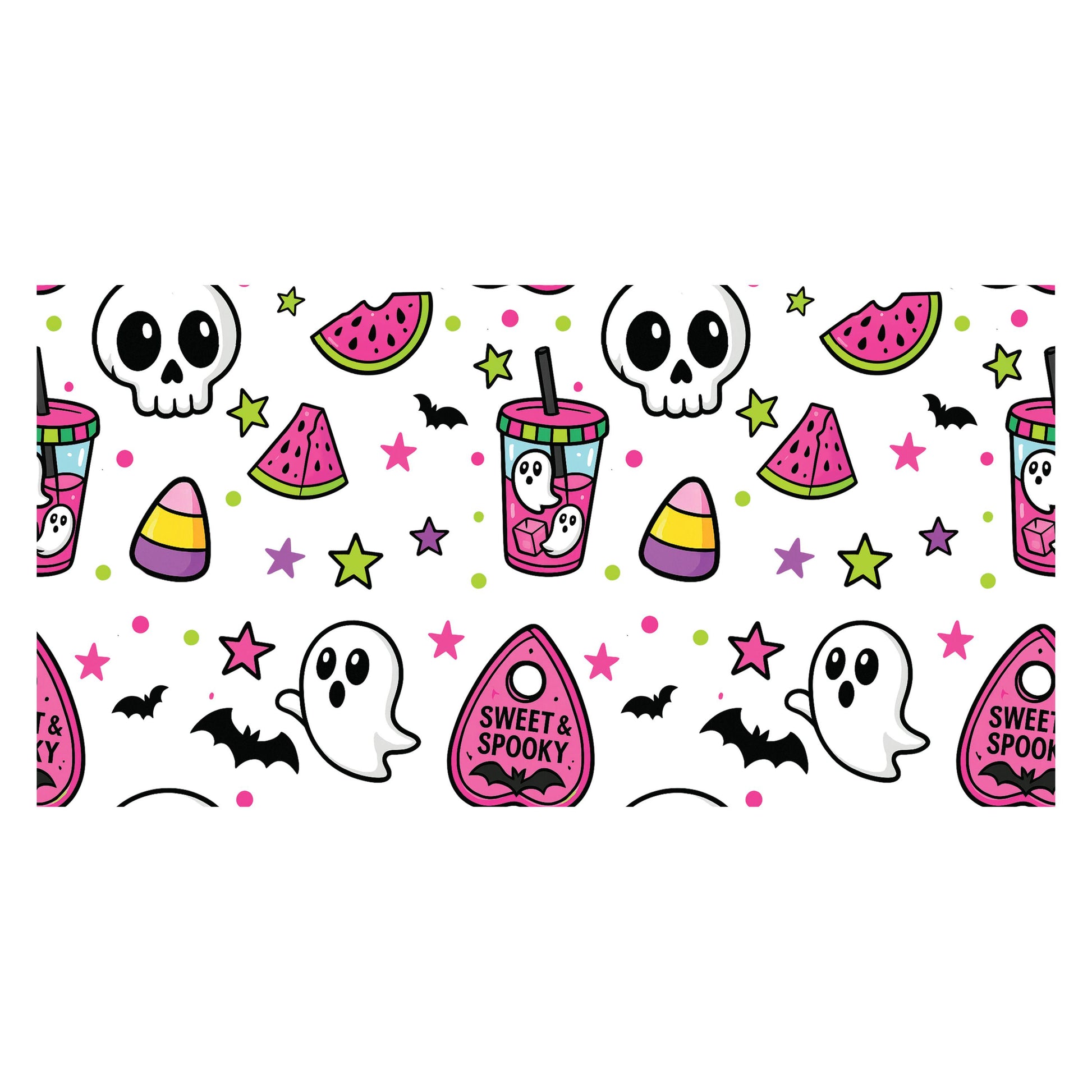 UV DTF Sticker print. Sweet and spooky ghost pink elements wrap decal, tumbler decal UV wrap for glass can tumbler#7345
